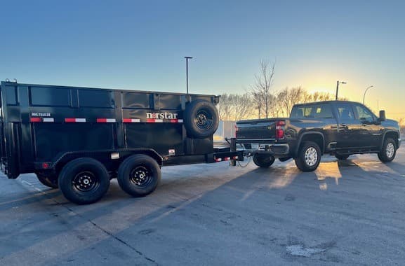 Pickup truck with a trailer